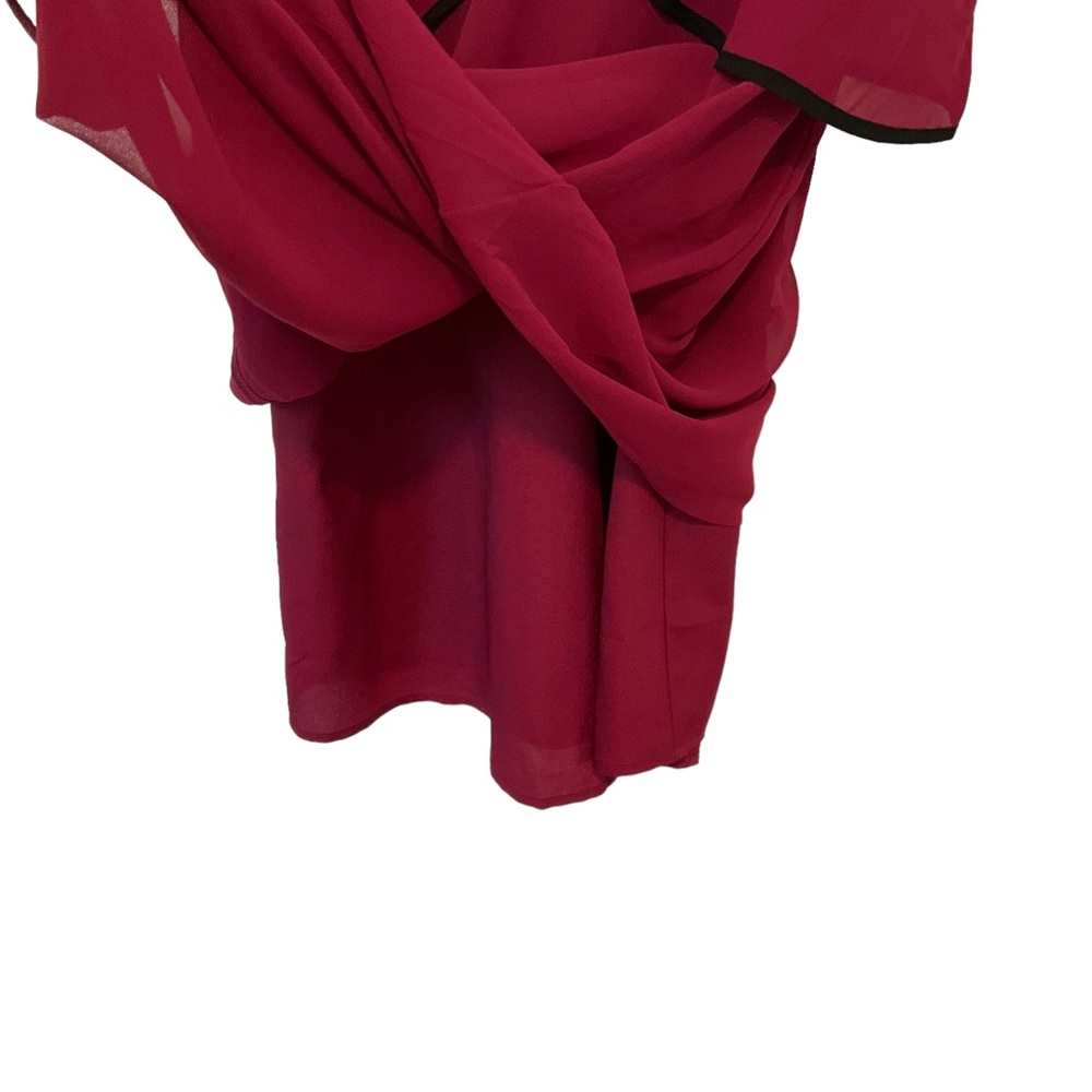 BCBG Dress BCBGeneration Women's Maroon V-neck Ruffle Tent/Shift Dress S… - Picture 10 of 15